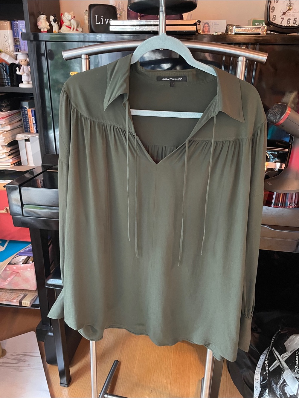 Lilla Cerano Olive V-Neck Tie Tunic